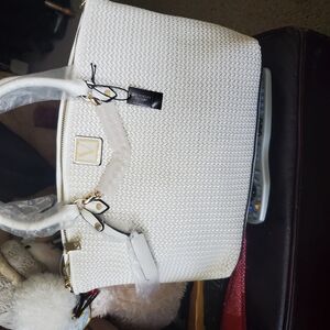 Victoria's Secret White Textured Women's Satchel Handbag & Matching Wallet